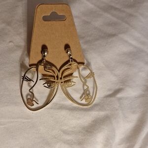Artistic Gold Face Earrings